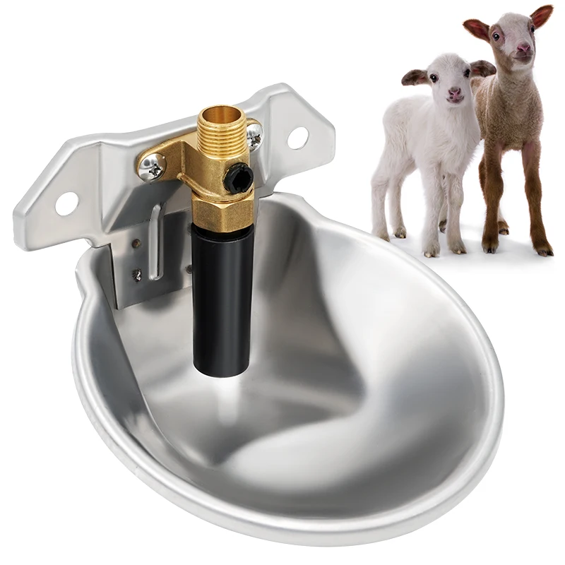 Automatic Sheep Water Bowl Stainless Steel Drinking Goat Lamb Drinker Water Bowl With Copper Valve Farm Animal Feeding Equipment