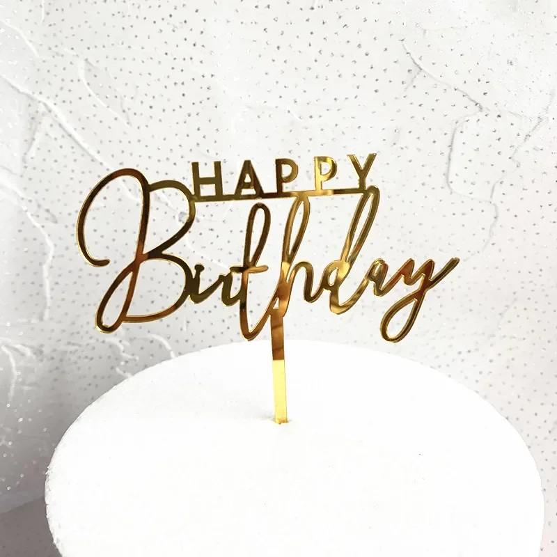 Transparente Farbige Happy Birthday Tortendekoration Blatt Acryl Hochzeit Party Tortenaufsatz Dekoration für Babyparty Backzubehör – Detail 20