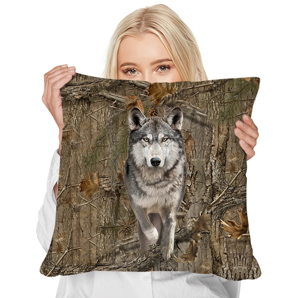 CLOOCL Pillowcase Sofa Office Invisible Zipper Cushion Pillow Cover Bedding Popular Hunting Forest Print Square Pillow Case