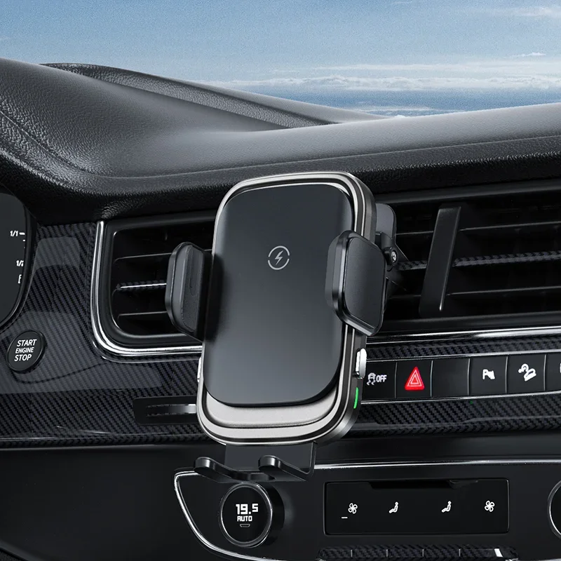 Cargador inalámbrico para teléfono de coche, soporte de ventilación de aire, estación de carga rápida para iPhone 15, 14, Xiaomi, Samsung, Huawei