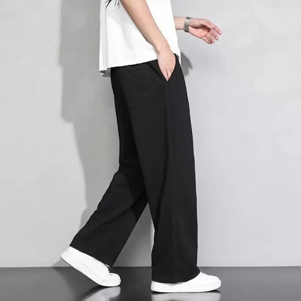 

Men Sport Trousers Men's Drawstring Cargo Pants with Elastic Waist Pockets for Daily Wear Loose Straight Wide Leg for Casual