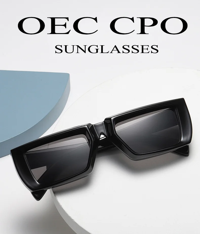 OEC CPO Vintage Rechteck Sonnenbrille Frauen Punk Kleine Rahmen Sonnenbrille MenTrends Quadratische Gläser UV400 Shades Mode Brillen – Detail 1