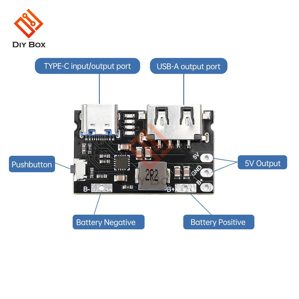 TYPE C + USB 5V 2.4A Charger Discharger Module Single Lithium Battery Charger Board 5V Supports Charging And Discharging