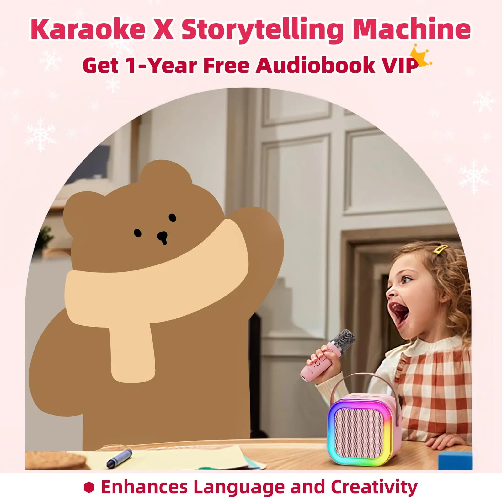 Kinglucky K12 karaoke machine with 1-2 wireless microphones portable 5.3 PA Bluetooth speaker system RGB lights audio home KTV