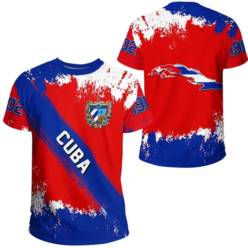 Customization Cuba Flag Map 3D Print T Shirt For Men Clothes Fashion Male T-Shirt Cuban National Emblem Tshirt Independence Day