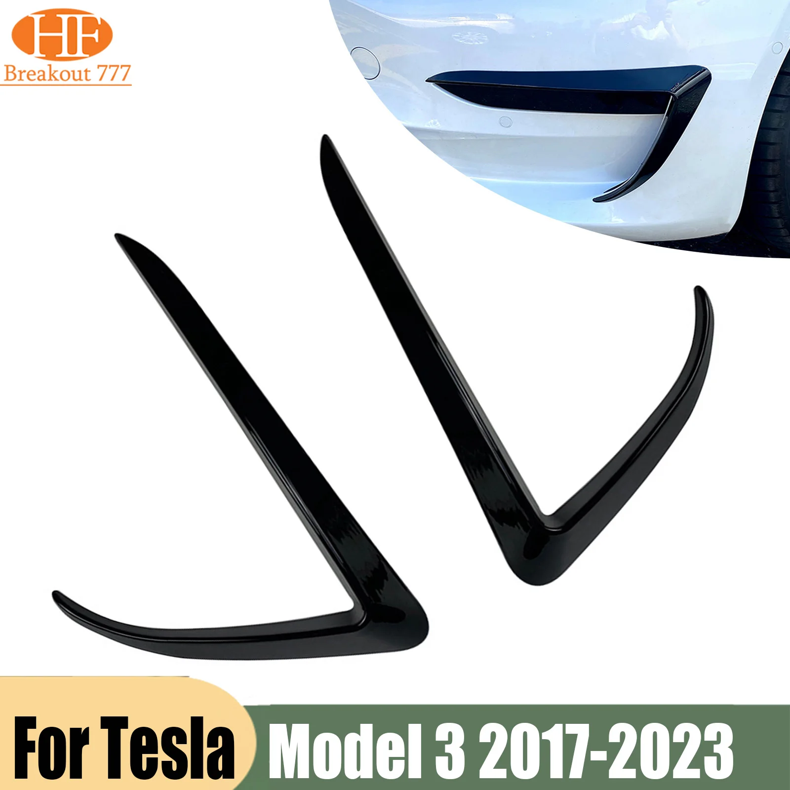Car Front Fog Light Lamp Eyebrow Cover Trim For Tesla Model 3 2017-2022