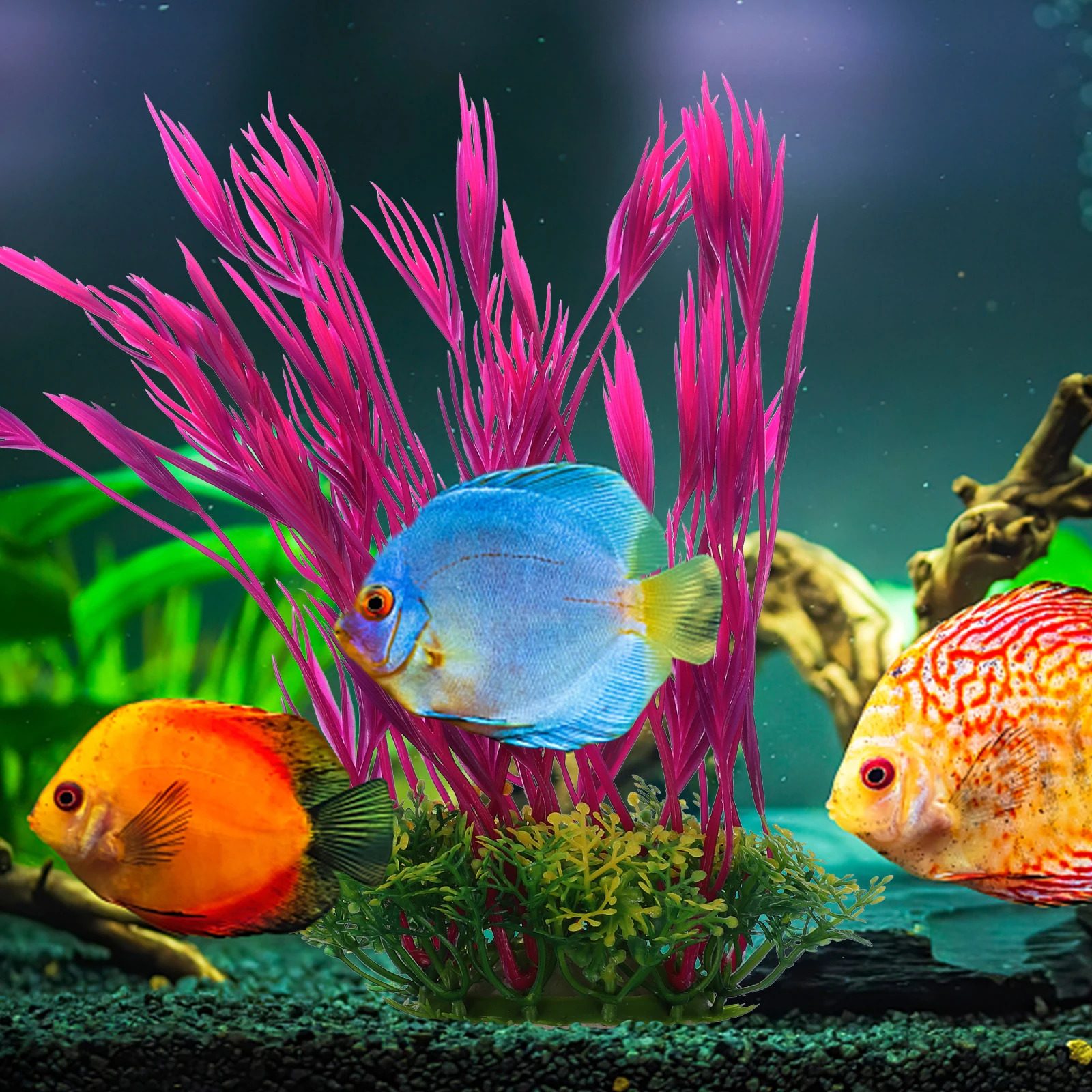 

2 Pcs Fake Grass Plants Aquarium Decor Fish Tank Small Fishtank Decorations Home Office Elegant Natural Flavor