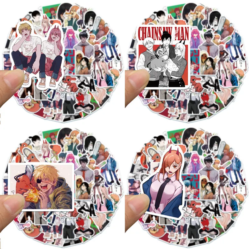 50PCS Anime Chainsaw Man Expression Bag Kawaii DIY Waterproof Sticker Graffiti Suitcase Notebook Guitar No-Repeat Stickers