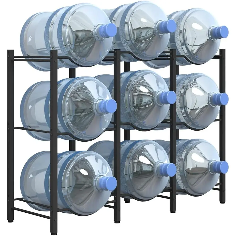 

Стойка для бутылей Mmax на 5 галлонов - съемный держатель для 9 бутылок, 3-ярусная усиленная подставка-органайзер для кухни, офиса, гостиной