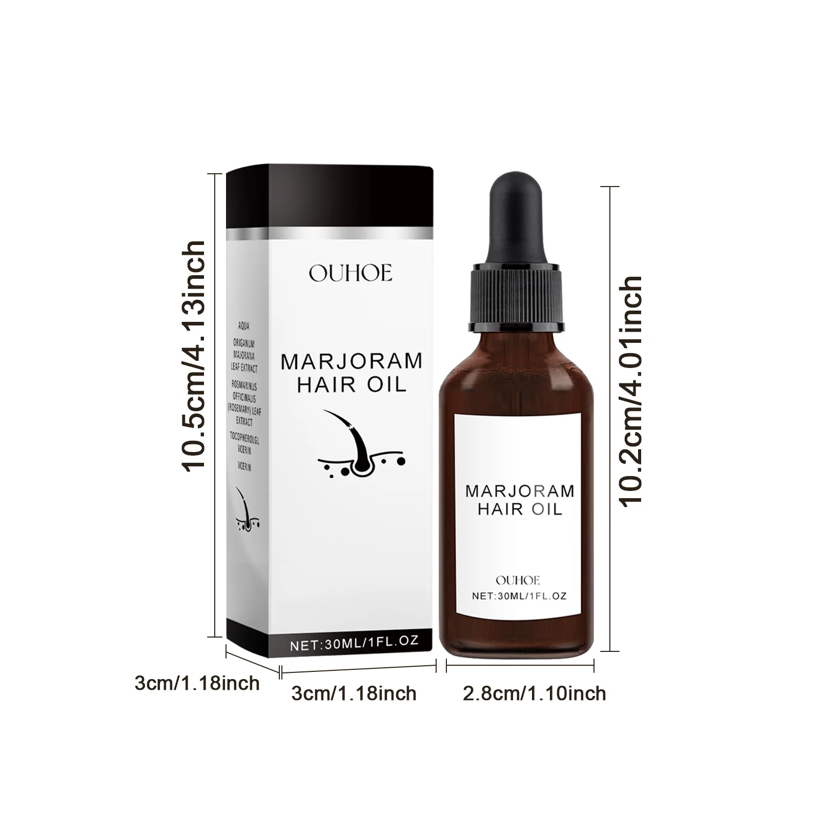 OUHOE Marjoram Hair Oil Deeply Nourish Stimulate Scalp and Promote Healthy Hair Growth Helps Reduce Hair Loss & Breakage