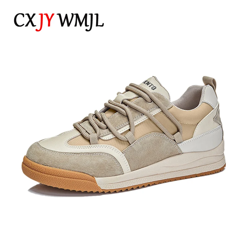 

CXJYWMJL Genuine Leather Women Chunky Sneakers Plus Size Spring Thick Bottom Casual Vulcanized Shoes Ladies Autumn Sports Shoes