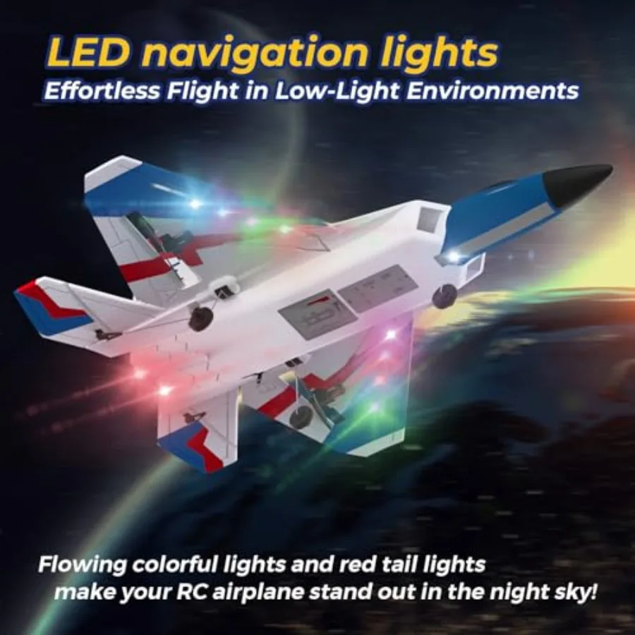 RC Airplane for outdoor flying, ABS plastic body, red-black color scheme, 37-min flight time with 6-axis gyro stabilization and