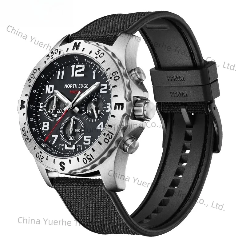 

NORTH EDGE 2024 MACH 2 Outdoor Sports 316 stainless steel Case Electronic Watch Solar Energy Waterproof 50M