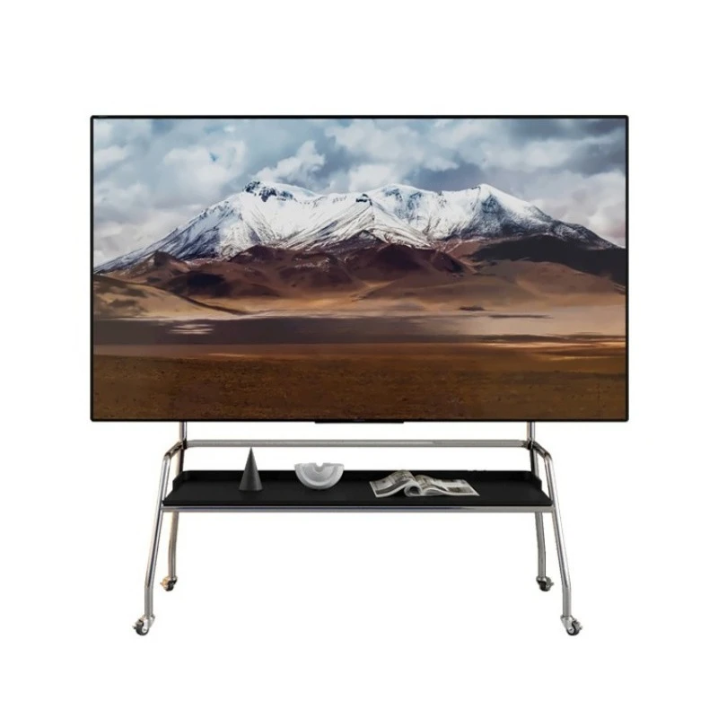 LCD TV Rack Home Floor-to-ceiling Monitor Hanger Retro Furniture Mobile TV Rack Screen Stainless Steel