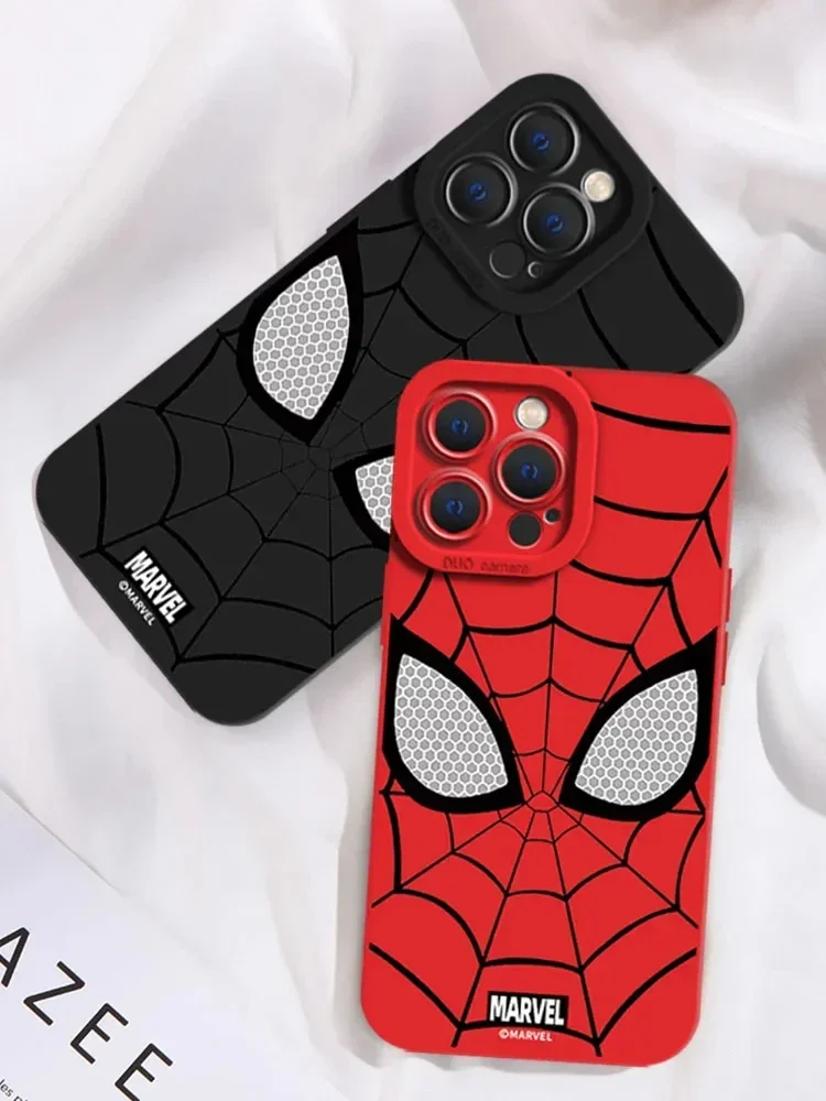 Marvel Spider Man Plain Multistep Phone Case for iPhone 16 15 Pro Max 14 13 12 11 Pro Max XR XS X 7 8 15 Plus SE Soft Cover Etui