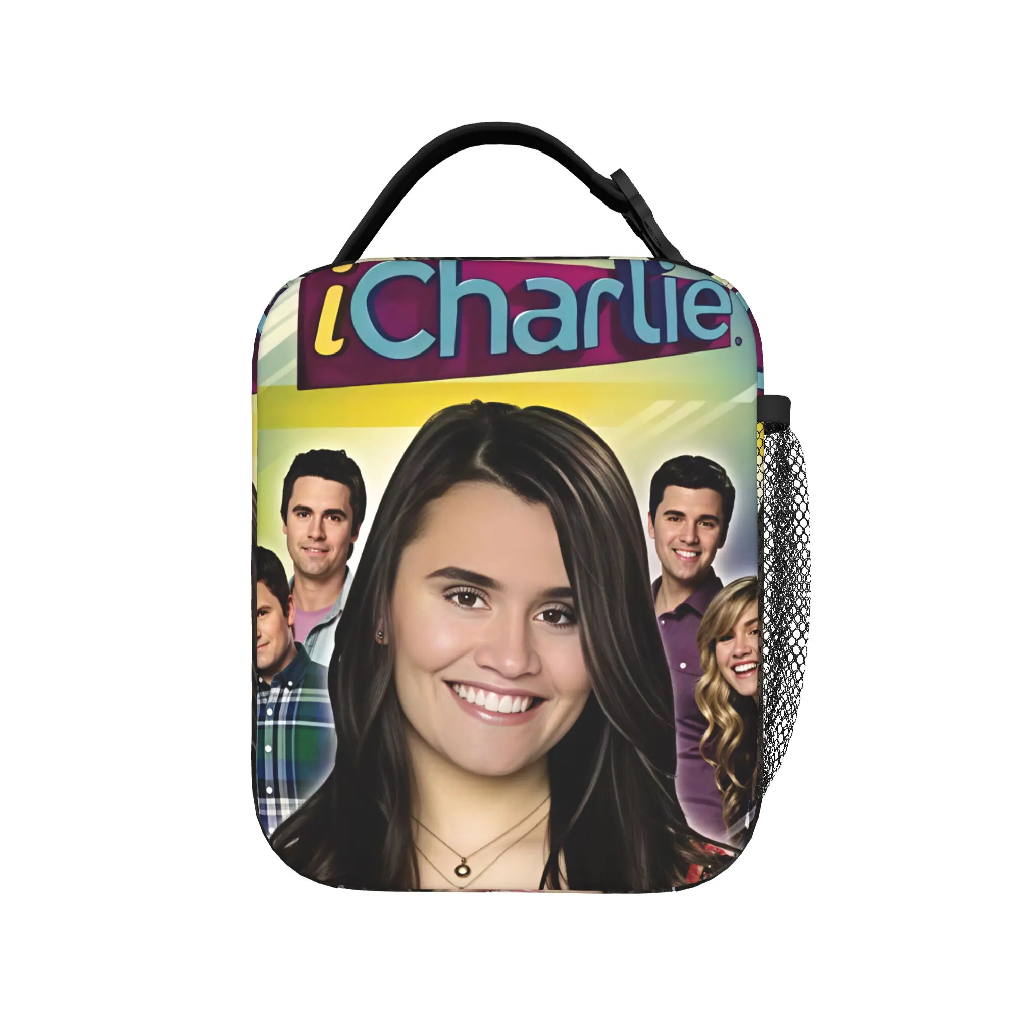 Charlie Kirk iCharlie Parody Sitcom Poster Lunch Bag Portable Lunch Box Unisex Picnic Cooler Bag Thermal Tote Handbags
