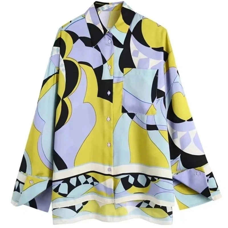 

Fashion Women's Print Set 2 Pieces with Pants Spring Ladies Sleepwear Long Sleeve Pijama Suit Can Be Wear Outside Y2K