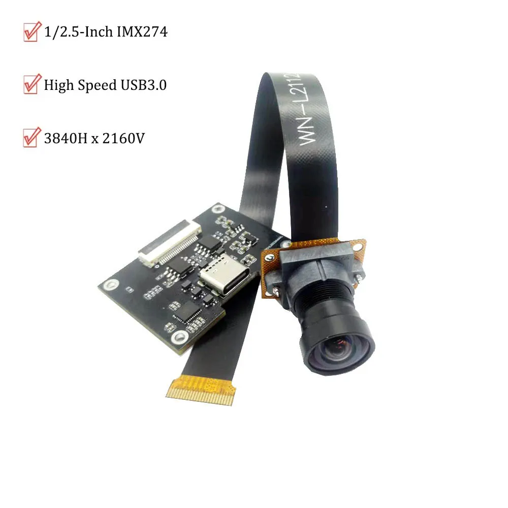 

Модуль камеры 3840x2160 4K 60FPS 1/2.5-дюймовый IMX274 USB3.0 FF 95.6 ° Type-C, 2D-DNR, 3D-DNR, YUV2 MJPG, Plug-and-Play