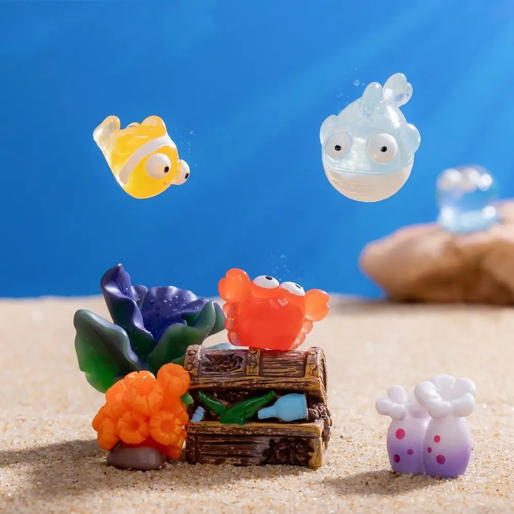 Cute Marine Animals Fish Ornaments DIY Mini Garden Decorations Coral Fish Resin Crafts Miniatures Animals Figurines