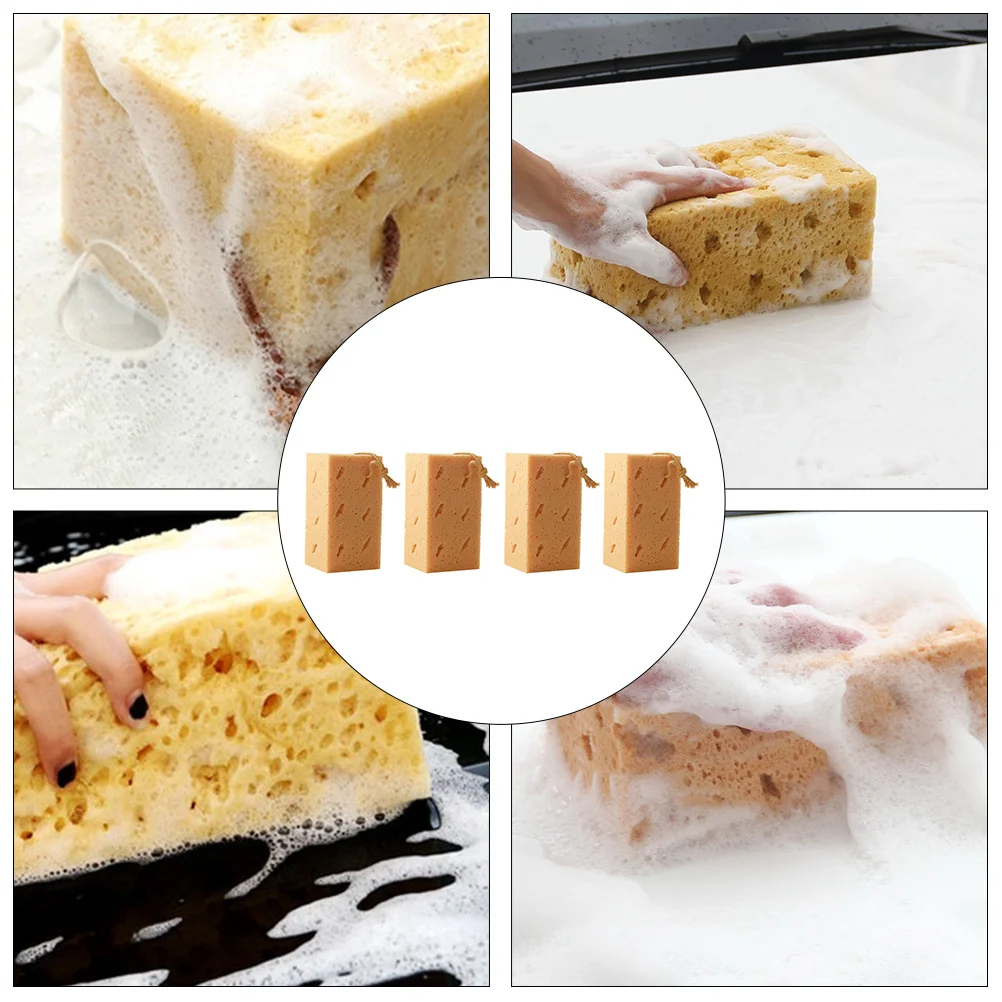 

4Pcs Car Cleaning Sponge High Water Absorption Easy to Clean Dry Durable Safe for Cars Trucks Motorcycles Supplies
