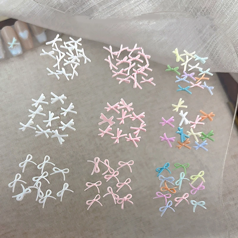 

50pcs Mini Resin Bow Nail Charm Parts 3D Nail Art Decorations Accessories Supplies DIY Korean Manicure Design