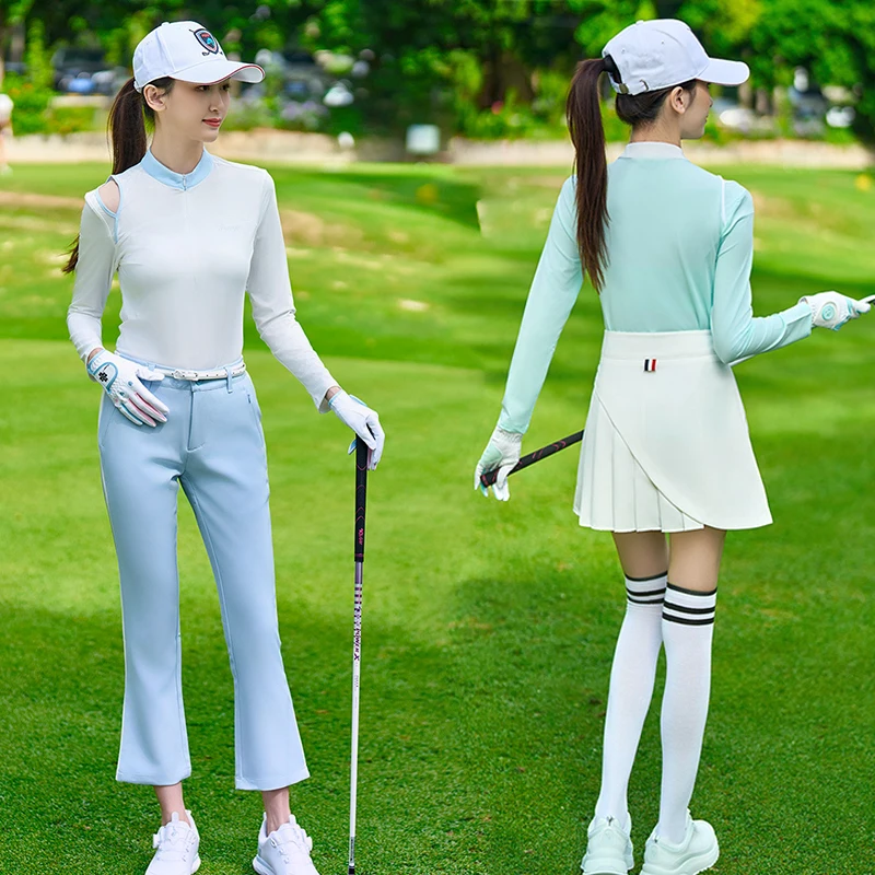 TTYGJ Golf Spring Polo Shirt Women Long Sleeve Breathable Slim Tops Quick Dry Off Shoulder Tennis Ladies T-shirt Golf Apparel