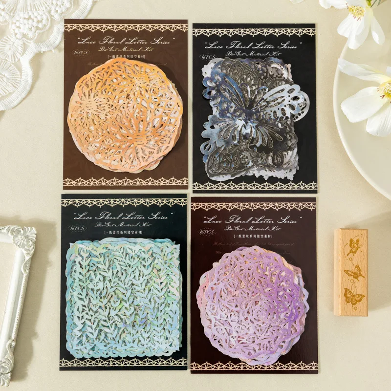 

16pcs/lot Memo Pads Material Paper There's fog in the forest Junk Journal Scrapbooking Cards Retro Background Decoration Paper