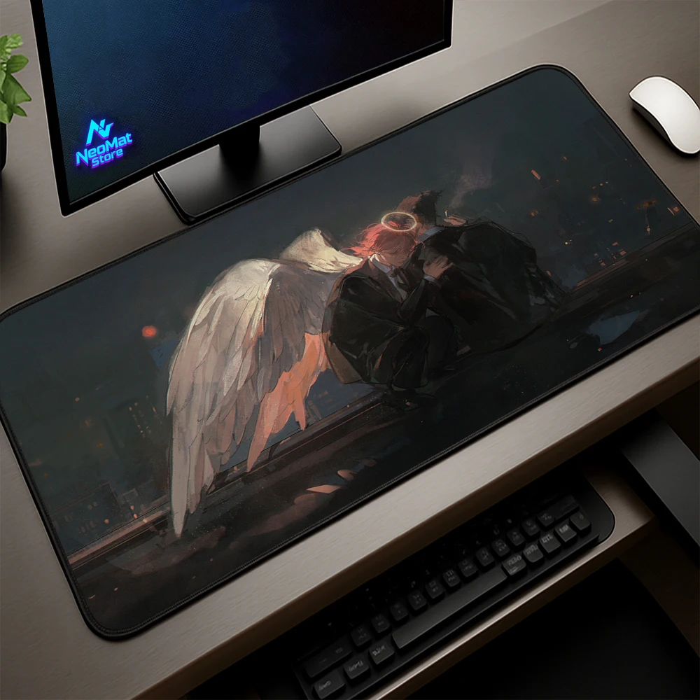 

Desk Mat Angel Devil Chainsaw Man Gaming Mouse Pad Slip-resistant Extended Pad 900x400 Keyboard Long Pad Computer Accessories