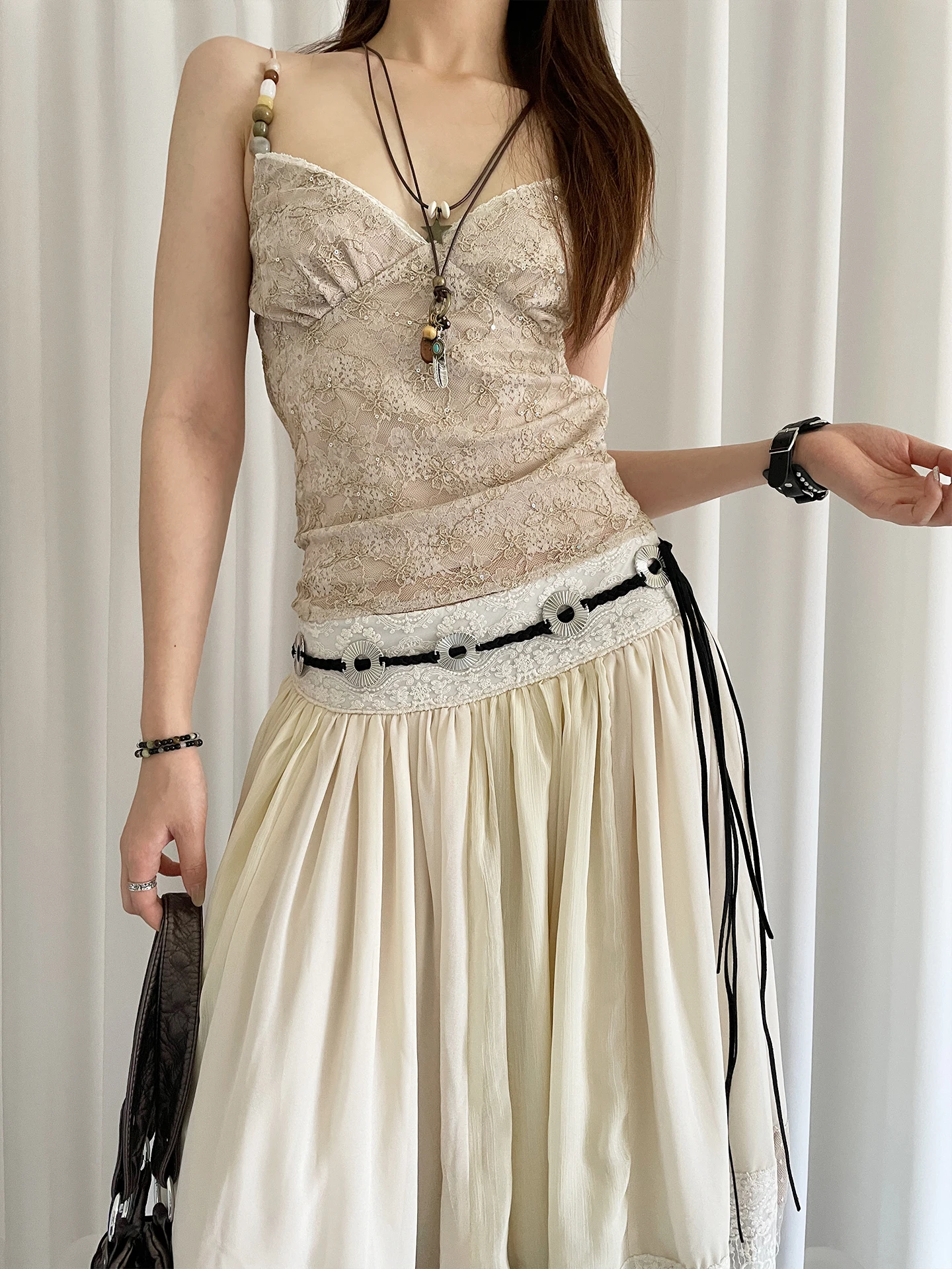 Retro Handmade Woven Round Belt For Women Bohemian High-End Skirt Jeans Waist Rope Accessory Belt