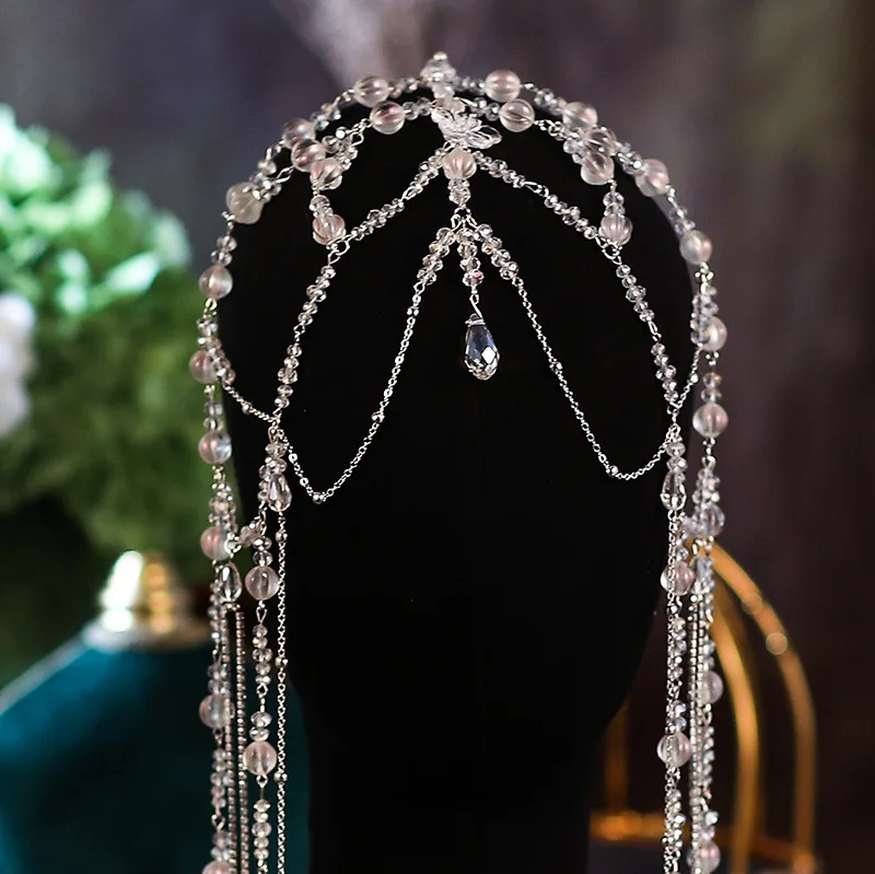 New Bridal Beaded Hair Band Crystal Frontal Head Chain Wedding Hair  Accessories