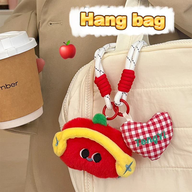 Porte-clés en peluche pour écouteurs Apple, lapin de dessin animé, poupée en peluche douce, pendentif de voiture, sac à dos, décor de sac, cadeau pour enfant