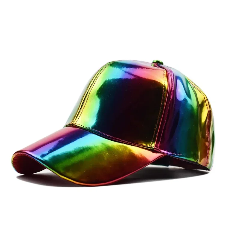 

Back To The Future Marty McFly Colorful Hat Cosplay Costume Street Hip Hop Pu Baseball Laser Cap Sunhat Adjustable Prop Adult