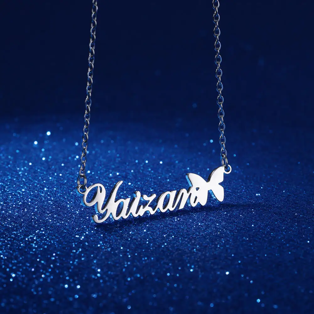 

Personalized Cute Butterfly Name Necklace for Her Custom Name Necklace Chain Stainless Steel Jewelry for Women Girlfriend Gift