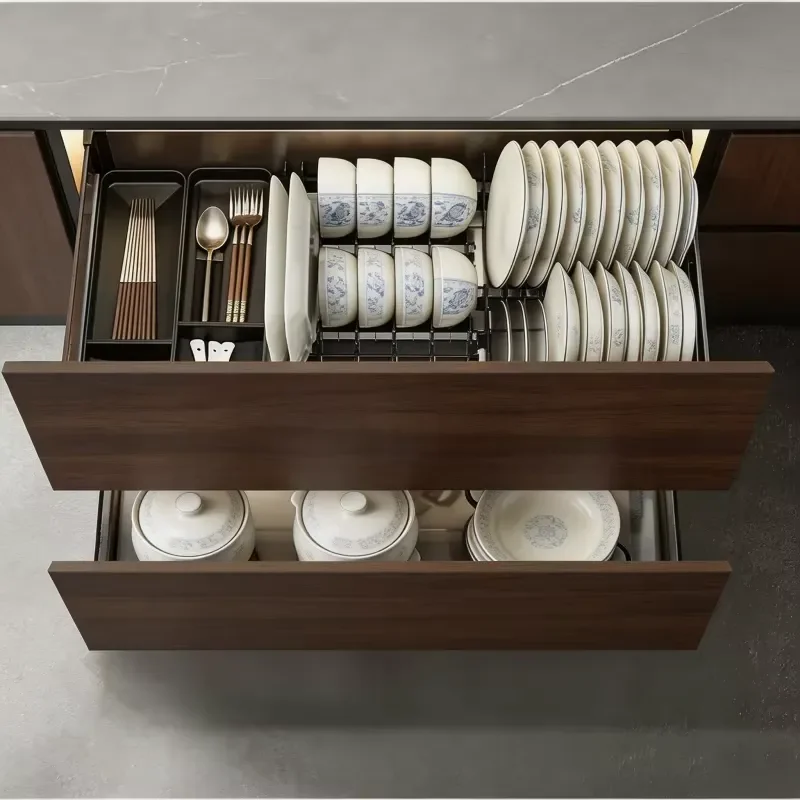 Large Capacity Stainless Steel Kitchen Storage Basket Compartmentalized Design for Tableware Organization Durable Waterproof