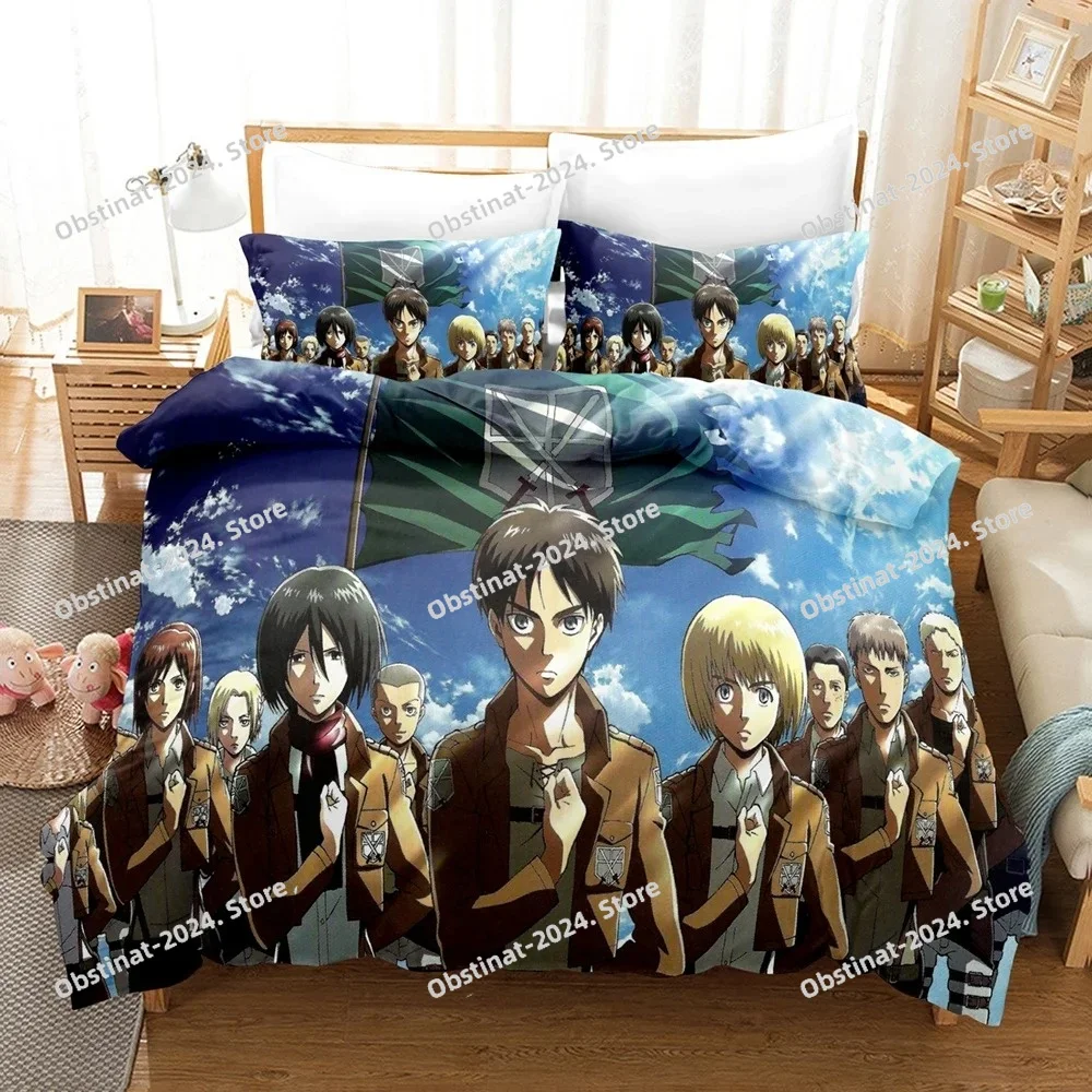 

3D Anime Attack On Titan Giant Bedding Sets Duvet Cover Set With Pillowcase Twin Full Queen King Bedclothes Bed Linen