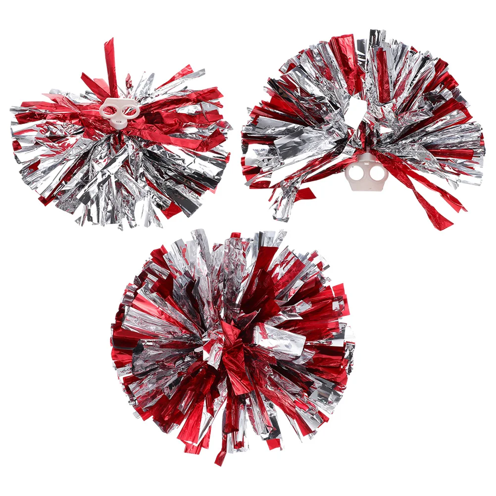 

3 Pcs 30cm Blue Silver Cheerleading Pom Poms Durable Reusable Sports Cheering Props Compact Portable Dance Accessories