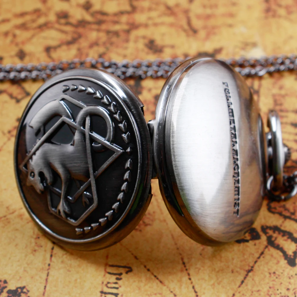 Hot Fashion Fullmetal Alchemist Series Quartz Pocket Watch Steampunk Men Women Necklace Pendant Fob Chain Pocket Timepiece