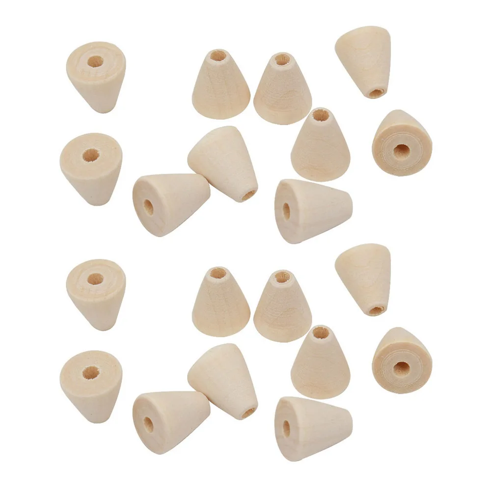 

100pcs Wooden Kit Diy Cone Shape Bracelet Cone Shape Beads Making Supplies For Kids Jewelry Craft Building Blocks Set