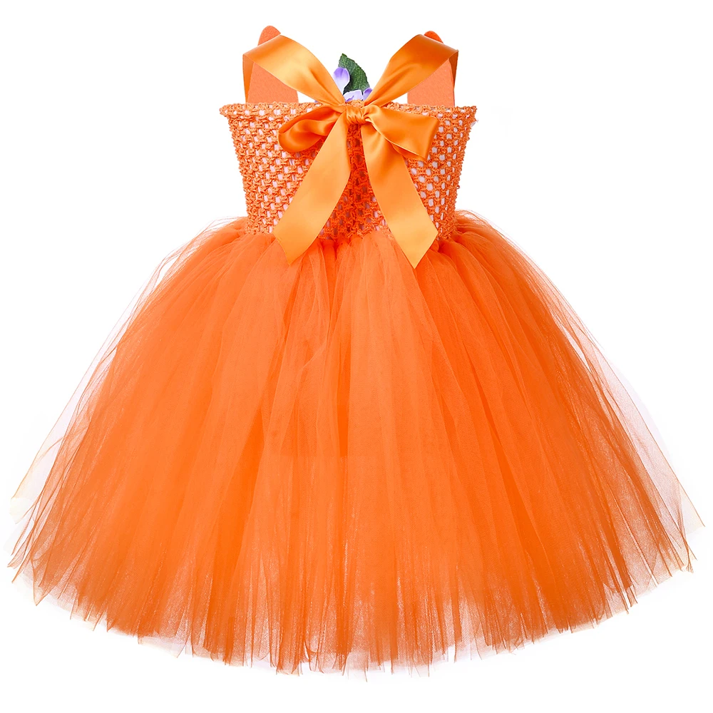 Girls Orange Fox Tutu Dress with Ears Headband Kids Jungle Animal Party Costumes for Halloween Carnival Party Disguise Outfit