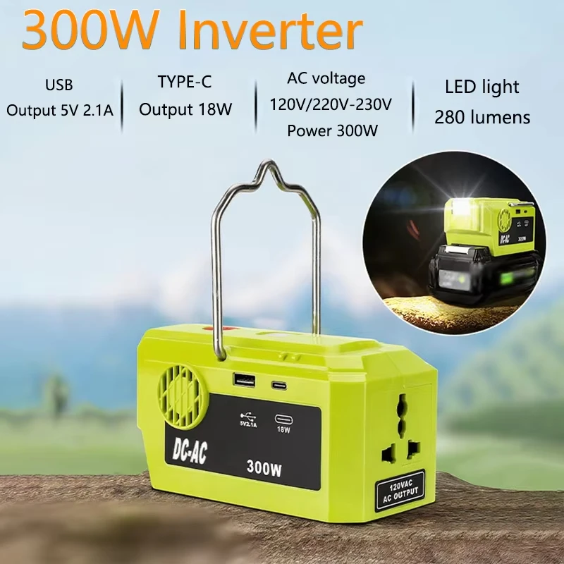 Inversor portátil Ryobi para batería de litio 40V con USB-C y CA - imagen 4