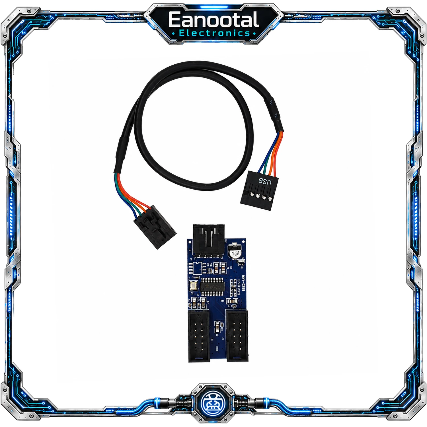 Motherboard USB 2.0 9 Pin Header Expansion Hub 1 to 2 1 to 4 Port Splitter for RGB Controller AIO Water Cooler