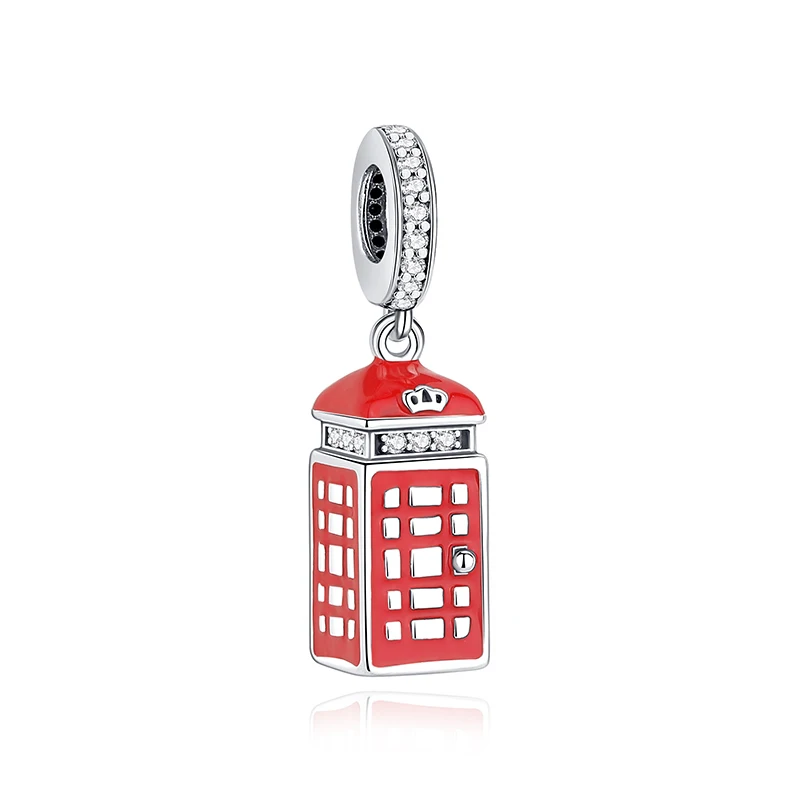 Original 925 Sterling Silber Charms Liebes-Reisekoffer London Bus Anhänger Perlen Passend für Armbänder Halsketten Schmuck für Frauen