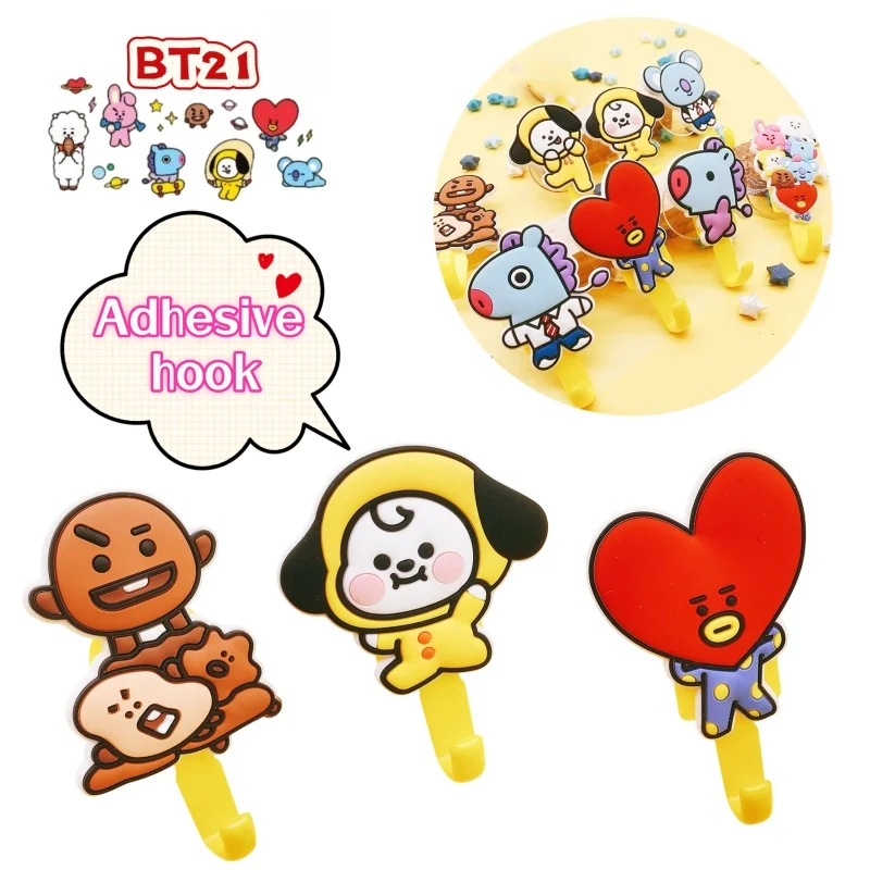 

Новый крючок BT21 Shooky Mang Chimmy Tata CookyBTS: высококачественный, креативный, многофункциональный, самоклеящийся, для студенческого общежития и дома