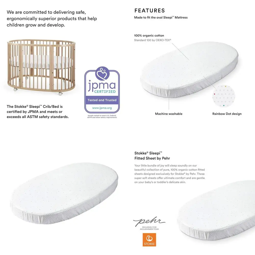 

Простыня Pehr V2 Rainbow Dot из 100% хлопка для кроватей Stokke Sleepi (совместимы с матрасами Post-August 2022)