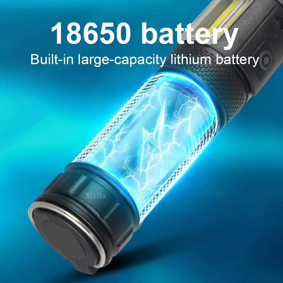 Powerful Flashlight XHP160 LED Work Light Super Bright Lantern Rechargeable Lamp Built-in Battery Camping Fishing Flashlights
