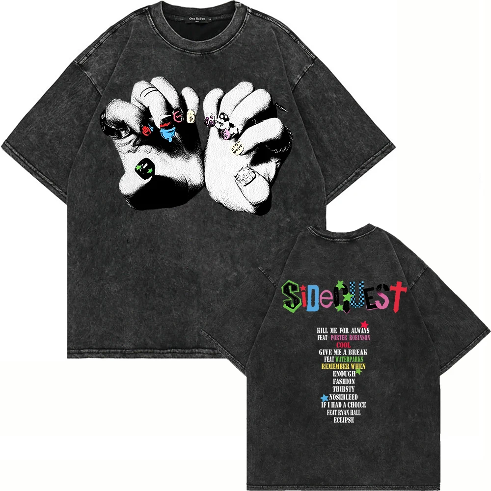 100_ Cotone Vintage Lavato Michael Clifford Sidequest T Shirt Moda Uomo_Donna Estetica Hip Hop Oversize Acid Wash Tees Camicie