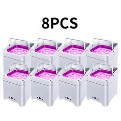 8PCS Fast Shipping RGBWA+UV 6IN1 Battery Led Par Lights 6X18W Effect Light DMX Control Wireless APP for Wedding Party Lighting