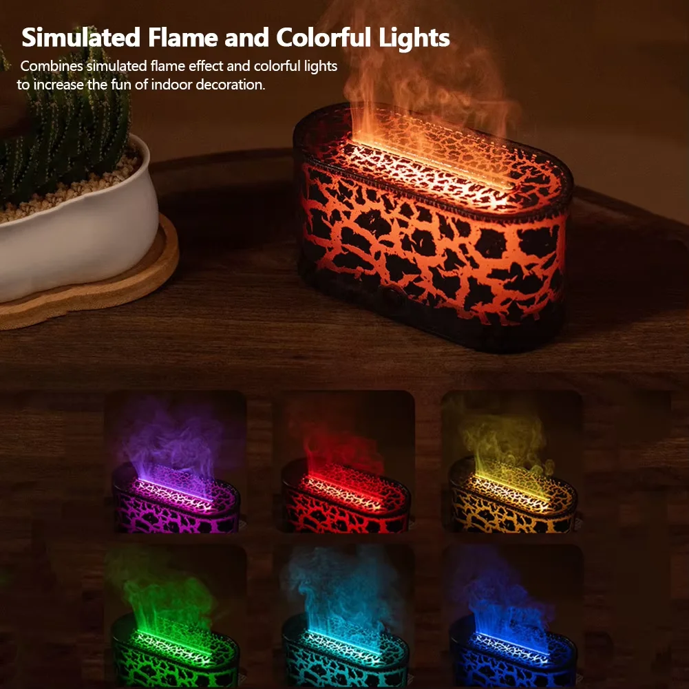 Crack Flame Atmosphere Humidifier Portable Fragrance Machine Colorful Light Essential Oil Diffuser Cool Mist Humidifier for Home
