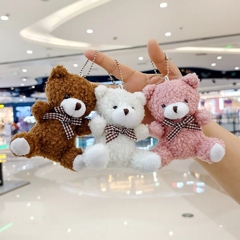 Cute Soft Stuffed Bear Mini Teddy Bear Doll Plush Toy Key Chain Party Wedding Xmas Decoration Gifts Bag Charms Kids Pendant Doll