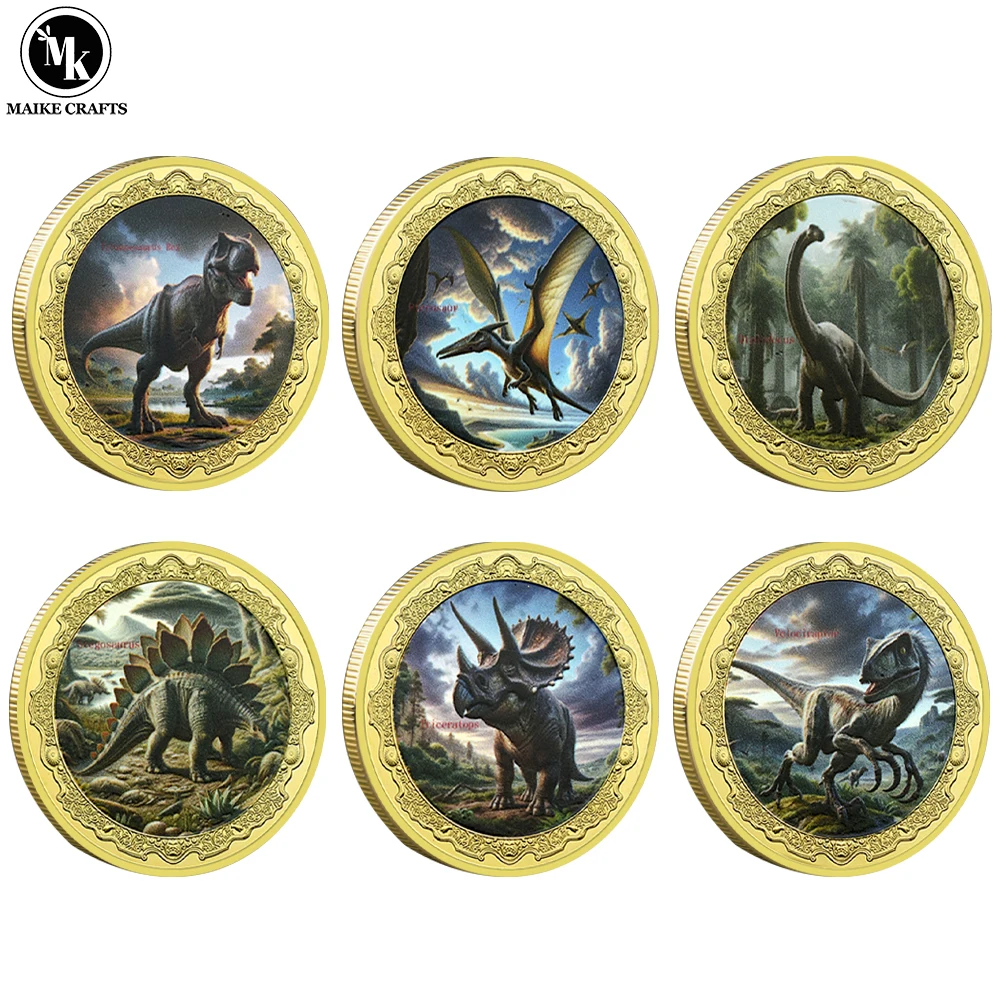 2024 New Dinosaur Challenge Coin Tyrannosaurus Rex pterodattyl Triceratops Metal Medal Collection regalo di festa